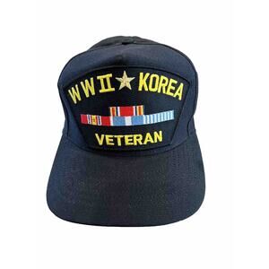 Eagle Crest Mens Navy WWII Korea Veteran Patch Adjustable SnapBack Hat Cap USA